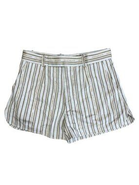 Dior Logo Striped Shorts Cotton Polyester Beige Multicolor